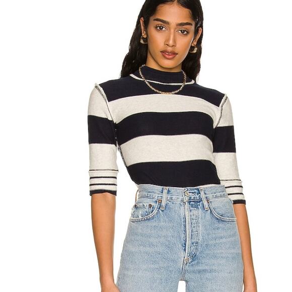 Free People Raleigh Tee in Navy Combo XS NWT - Picture 1 of 4